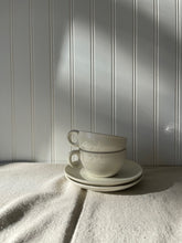 Load image into Gallery viewer, pair of stoneware teacups + saucers
