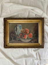 Load image into Gallery viewer, antique framed oil painting; water pitcher and fruit bowl
